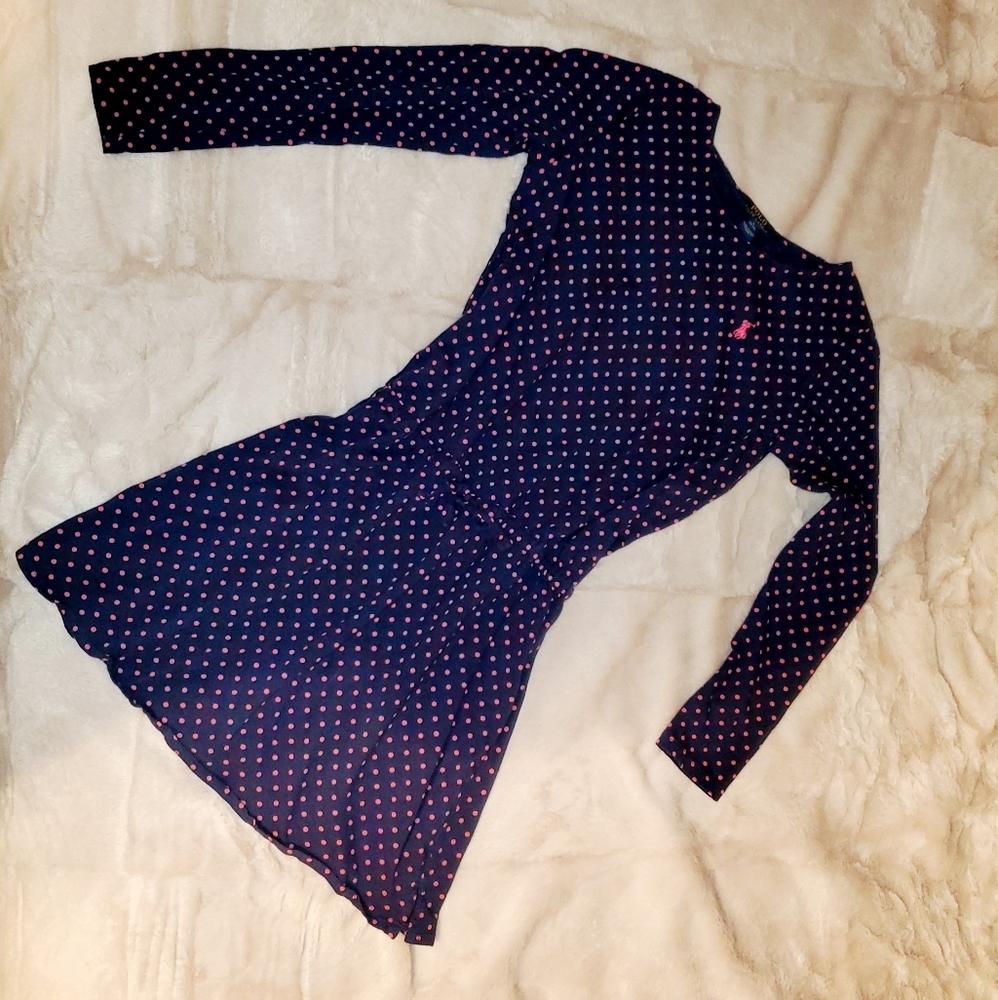 Tween Polo Dress in Navy/Pink
